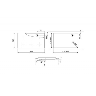 Smeg SI2951D  Induktionskochfeld 90 cm schwarze Glaskeramik