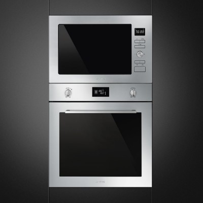Smeg FMI425X  Einbau-Mikrowelle mit Edelstahlgrill H 39 cm