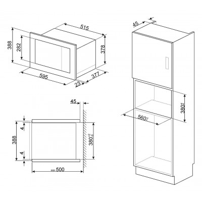 Smeg FMI425X  Einbau-Mikrowelle mit Edelstahlgrill H 39 cm