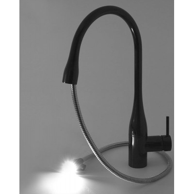 Kwc Eve 10.121.103.151fl LED-Wasserhahnmischer + schwarzer Duschkopf