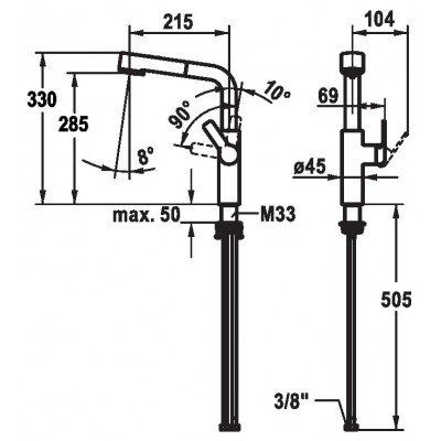 Kwc 10.701.003.700fl Domo and kitchen tap mixer + stainless steel hand shower