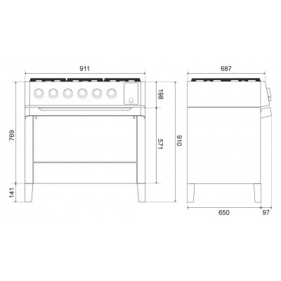 Ilve pm09 Panoramagic cocina encimera 90 cm acero inoxidable