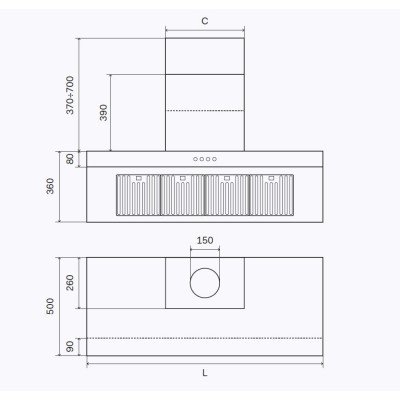 Kuchenka gazowa Ilve p07w z okapem ze stali nierdzewnej Professional Plus 70 cm