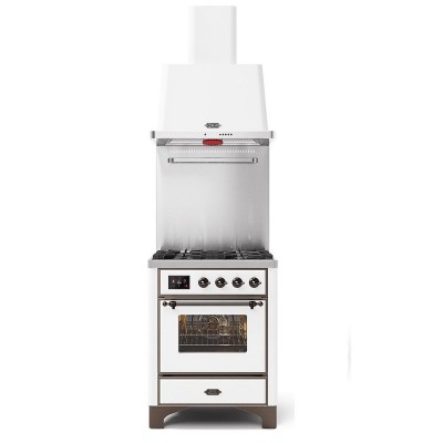 Ilve m07n Majestic Free-standing gas range + hood 70 cm white + burnished