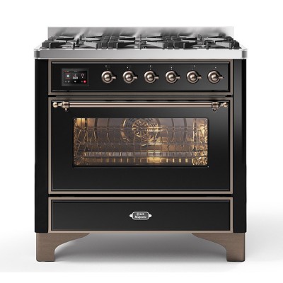 Ilve m09n encimera cocina gas Majestic 90 cm negro + bruñido