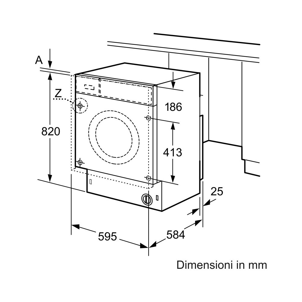 Built in washing on sale machine dimensions