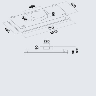 Falmec cloud hotte de plafond encastrable à led 140 cm acier inoxydable