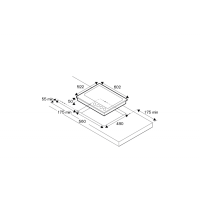 Bertazzoni p604progne Gaskochfeld 60 cm, schwarzes Glas