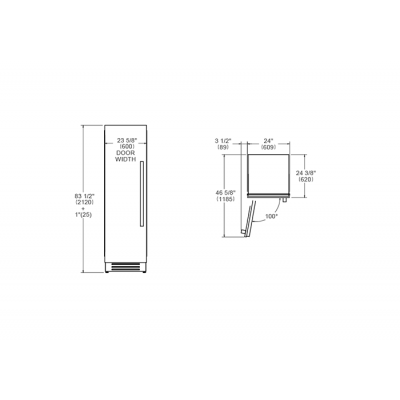 Bertazzoni frz605ublxtt Congélateur professionnel encastrable en acier inoxydable h 212 cm + 901557