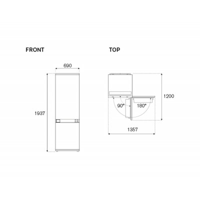 Bertazzoni ref704bbnptc built-in fridge + freezer 70 cm h 194 cm