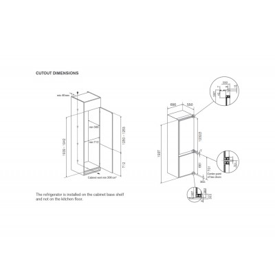 Bertazzoni ref704bbnptc Einbaukühlschrank + Gefrierschrank 70 cm H 194 cm