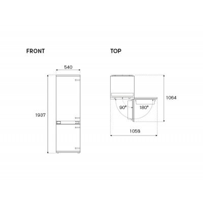 Bertazzoni ref604bbnptc-s frigorifero + congelatore da incasso h 194 cm