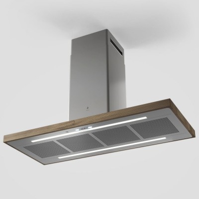 Hotte îlot Elica Bio 120 cm blanc + bois de chêne naturel