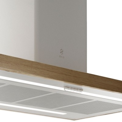Hotte îlot Elica Bio 120 cm blanc + bois de chêne naturel