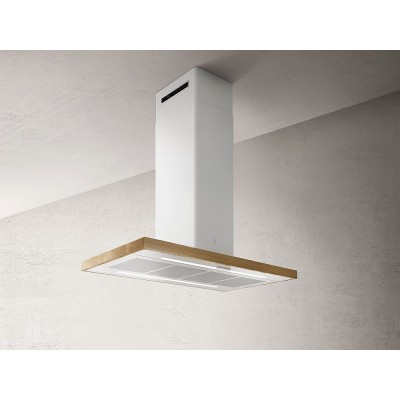Hotte îlot Elica Bio 120 cm blanc + bois de chêne naturel