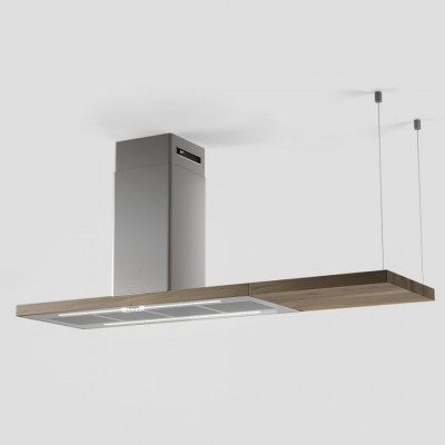 Elica Bio-Insel-Inselhaube 120 cm weiß + natürliches Eichenholz