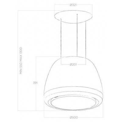 Elica Edith Inselhaube 50 cm schwarz