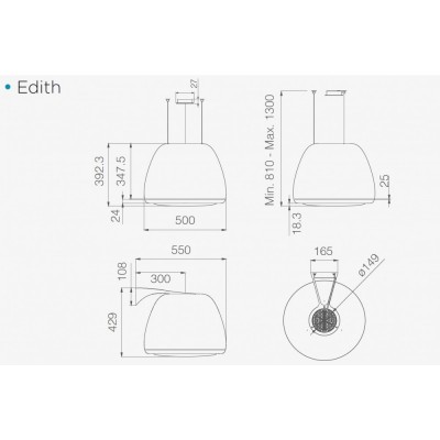 Campana isla Elica Edith 50 cm acero inoxidable pulido
