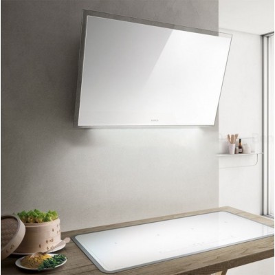 Elica Elle geneigte Wandhaube 80 cm weißes Glas