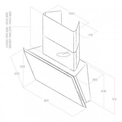 Elica Elle slanted wall hood 80 cm white glass