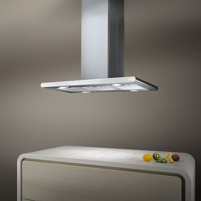 Elica Galaxy island cappa isola 90 cm inox + vetro bianco