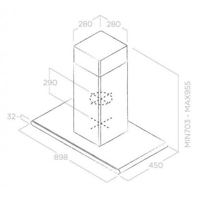 Elica Galaxy island  Hotte îlot 90 cm inox + verre blanc