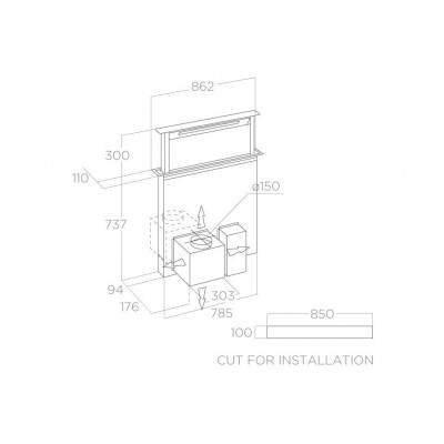 Elica Get up Downdrafthaube 90 cm Edelstahl