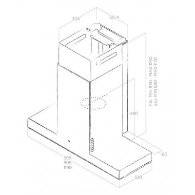 Elica Haiku wall hood 120 cm krion white