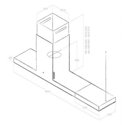 Elica Haiku island hood island 180 cm stainless steel