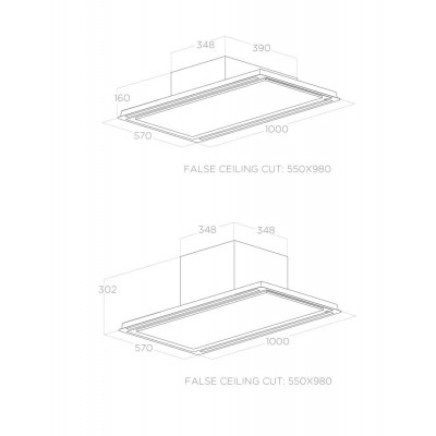 Elica Hilight campana de techo empotrable de vidrio 100 cm h 30 blanco