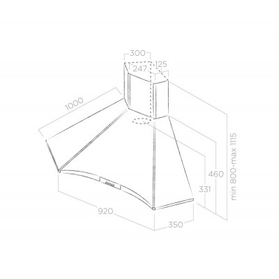 Elica Hydra hotte d'angle murale 100 cm en acier inoxydable