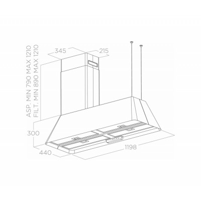 Elica Ikona maxxi pure  Hotte îlot 120cm noir