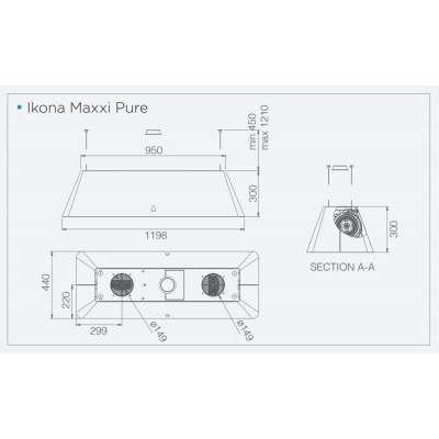 Elica Ikona maxxi pure cappa isola 120 cm nero