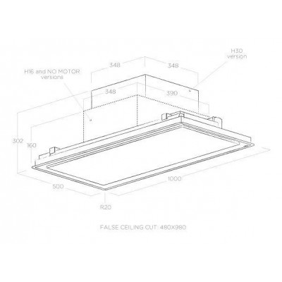 Hotte de plafond encastrable peinture Elica Illusion 100 cm h 30 acier inoxydable + panneau recouvrable