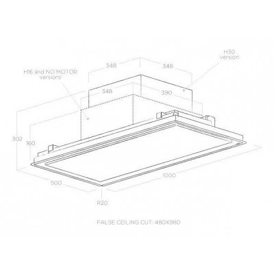 Hotte de plafond encastrable peinture Elica Illusion 100 cm h 16 acier inoxydable + recouvrable