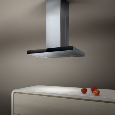 Elica Joy island  Hotte îlot 90 cm inox - verre noir