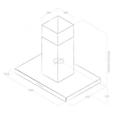 Elica Joy island  Hotte îlot 90 cm inox - verre noir