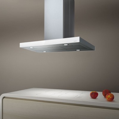Elica Joy campana extractora isla 90 cm acero inoxidable - vidrio blanco