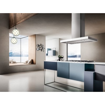 Elica Joy campana extractora isla 90 cm acero inoxidable - vidrio blanco