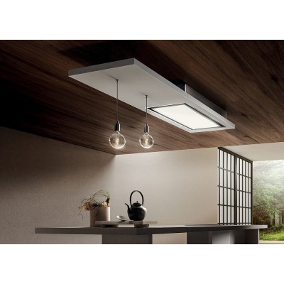 Elica Lullaby extractor hood ceiling 120 cm white wood