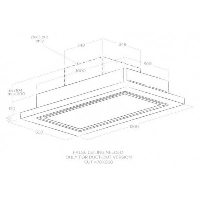 Elica Lullaby campana extractora de techo + balda 200 cm madera blanca