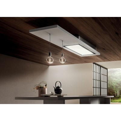 Elica Lullaby filtering ceiling hood 120 cm white wood