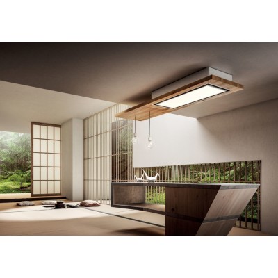 Hotte plafond filtrante Elica Lullaby + étagère en bois de chêne 200 cm