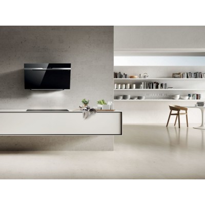 Elica Majestic no drip inclined wall hood 90 cm black glass