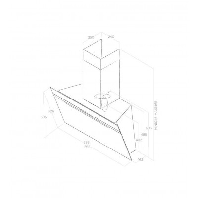 Elica Majestic no drip inclined wall hood 90 cm black glass