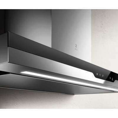 Elica Météorite hotte murale 90 cm acier inoxydable + verre noir