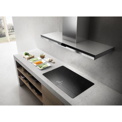 Elica Météorite hotte murale 90 cm acier inoxydable + verre noir