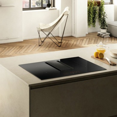 Elica Nikolatesla alpha bl/a/78 induction hob integrated hood 80 cm black glass
