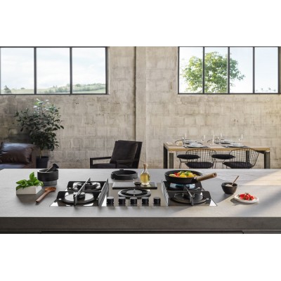 Elica Nikolatesla flame bl/a/88 table de cuisson à gaz avec hotte intégrée 90 cm verre noir