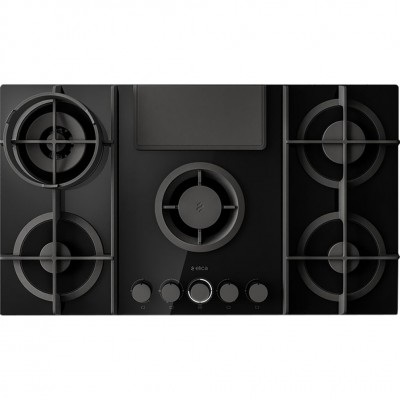 Elica Nikolatesla flame bl/f/88 table de cuisson à gaz avec hotte intégrée 90 cm verre noir